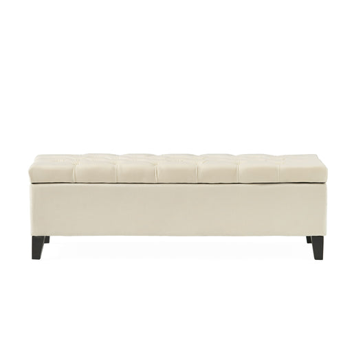 Button Tufted Diamond Stitch Storage Ottoman - Beige - R&R Furniture Gallery (Fountain Valley, CA)