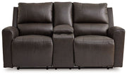 Boxmere - Dbl Power Reclining Loveseat with Console - Storm - R&R Furniture Gallery (Fountain Valley, CA)