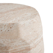 Beige travertine lightweight concrete side table by Noble House, suitable for indoor and outdoor use, with a sleek modern design.