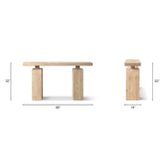 Jennifer Taylor Home Calder console table in natural wood finish, showcasing sleek design and smooth surface for entryway or living room.