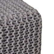 Chabani - Indoor Modern Knitted Fabric Cube Pouf Ottoman - Light Gray - R&R Furniture Gallery (Fountain Valley, CA)