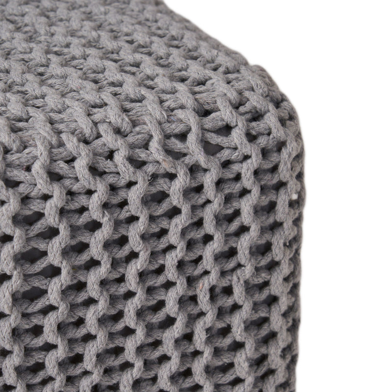 Chabani - Indoor Modern Knitted Fabric Cube Pouf Ottoman - Light Gray - R&R Furniture Gallery (Fountain Valley, CA)
