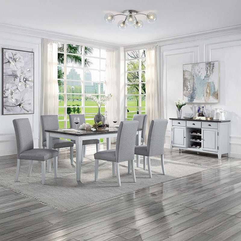 Lanton - Side Chair (Set of 2) - Gray Linen & Antique White - R&R Furniture Gallery (Fountain Valley, CA)