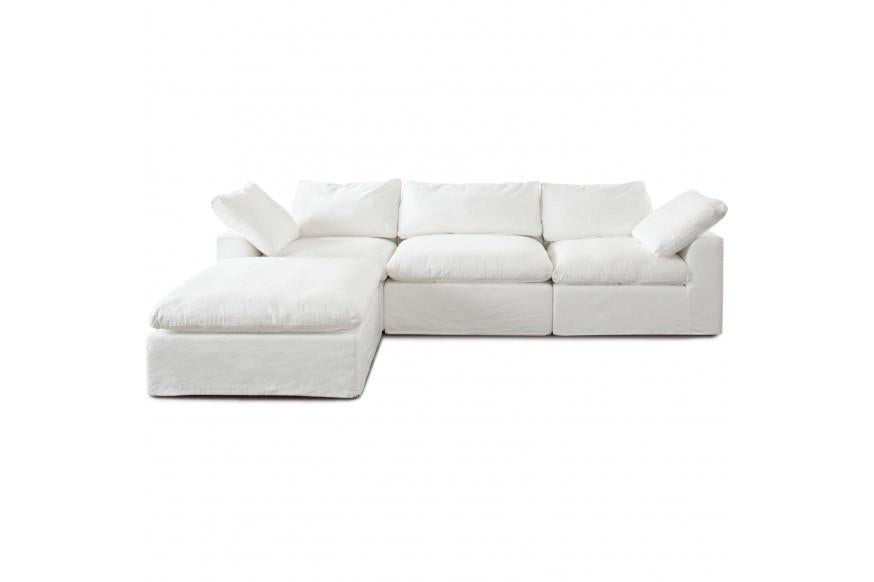 Willow 4PC Modular Reverisble Chaise Sectional in White Linen Fabric