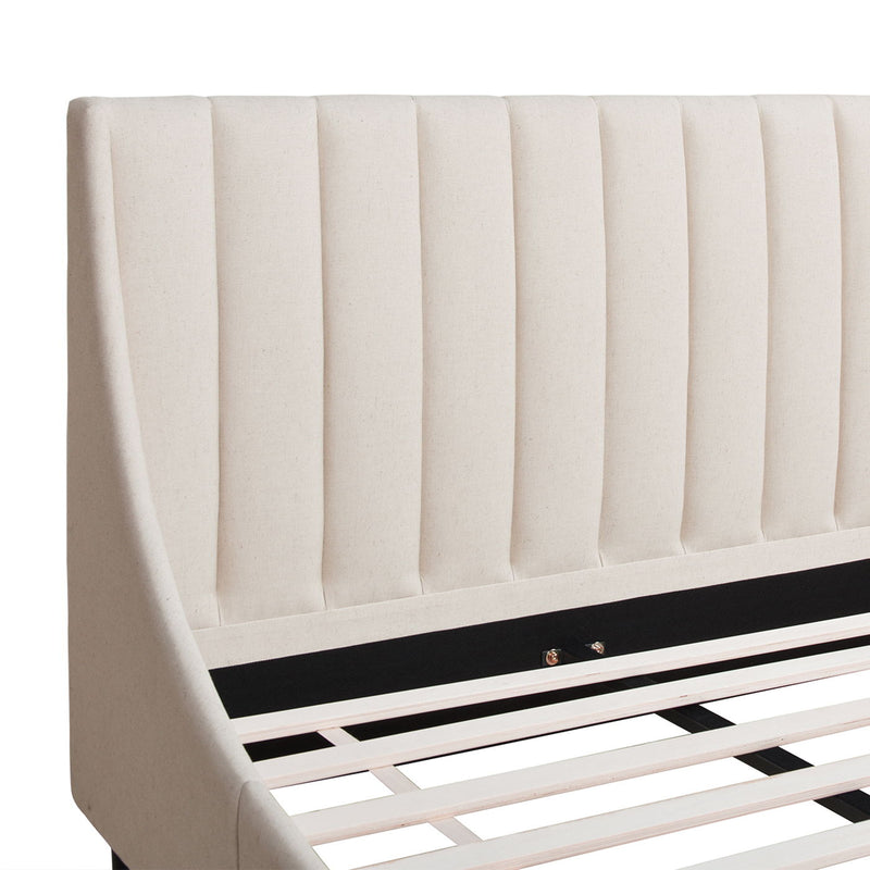 Aspen - King Vertical Tufted Headboard Platform Bed Set - Light Beige - R&R Furniture Gallery (Fountain Valley, CA)