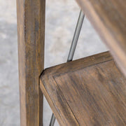Uttermost Delancey Weathered Oak Etagere with dark brown finish, showcasing a modern multi-tiered shelving unit.