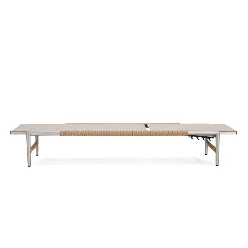 Hargrove - Outdoor Patio Aluminun Chaise Lounge, Outdoor Mesh Seat - Natural / Silver - R&R Furniture Gallery (Fountain Valley, CA)