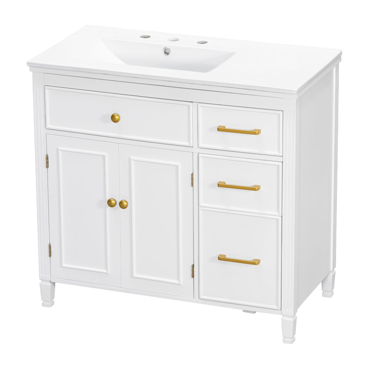 Bathroom Vanity With Sink Top, 3 Soft Closing Drawers