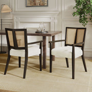 Mid Century Modern Arm Dining Chair Set With Rattan Backrest - R&R Furniture Gallery (Fountain Valley, CA)