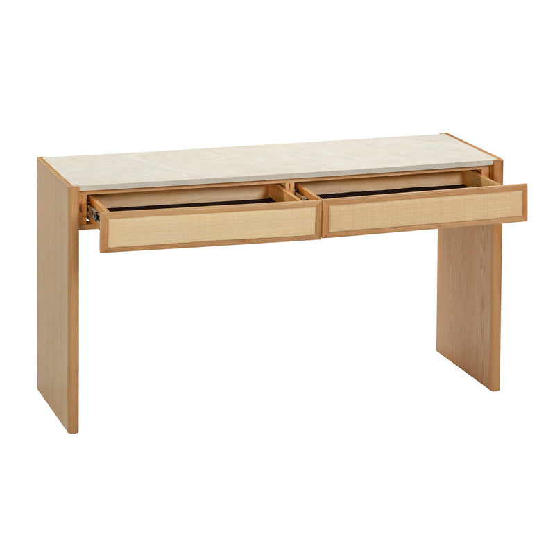 Paige - Console / Desk - Natural Oak - R&R Furniture Gallery (Fountain Valley, CA)