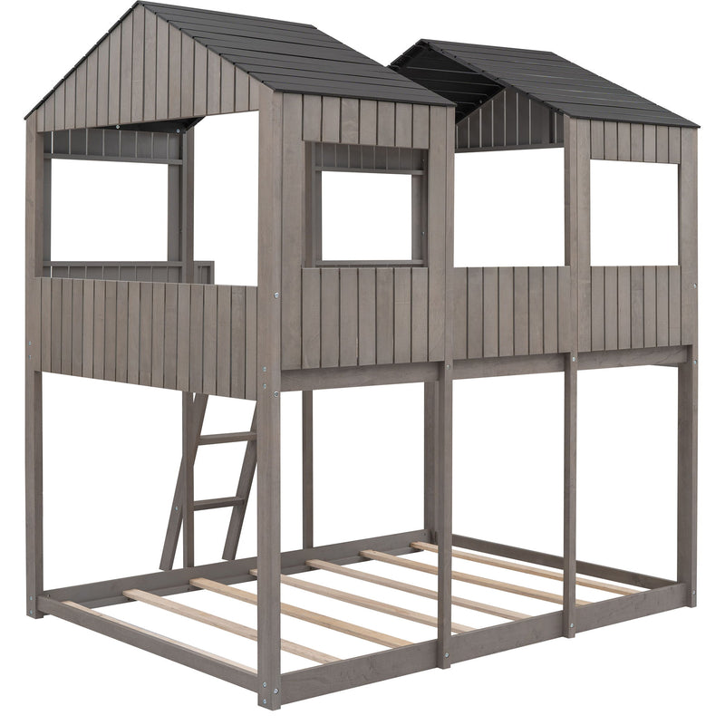 Bunk Bed With Roof, Window, Guardrail, Ladder - R&R Furniture Gallery (Fountain Valley, CA)