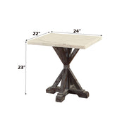 Romina - End Table - White Marble Top & Weathered Espresso - R&R Furniture Gallery (Fountain Valley, CA)