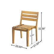 Outdoor Dining Side Chair (Set of 2) - Teak Finish - R&R Furniture Gallery (Fountain Valley, CA)