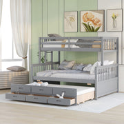 DreamHaus bunk bed with twin size trundle and storage drawers, featuring sturdy wooden frame and space-saving design for kids' bedrooms.
