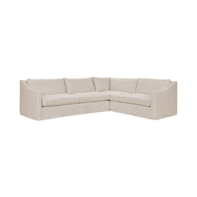 Classic Home Kipton upholstered corner sectional with plush cushions and fabric upholstery, showcasing its modern stationary design.