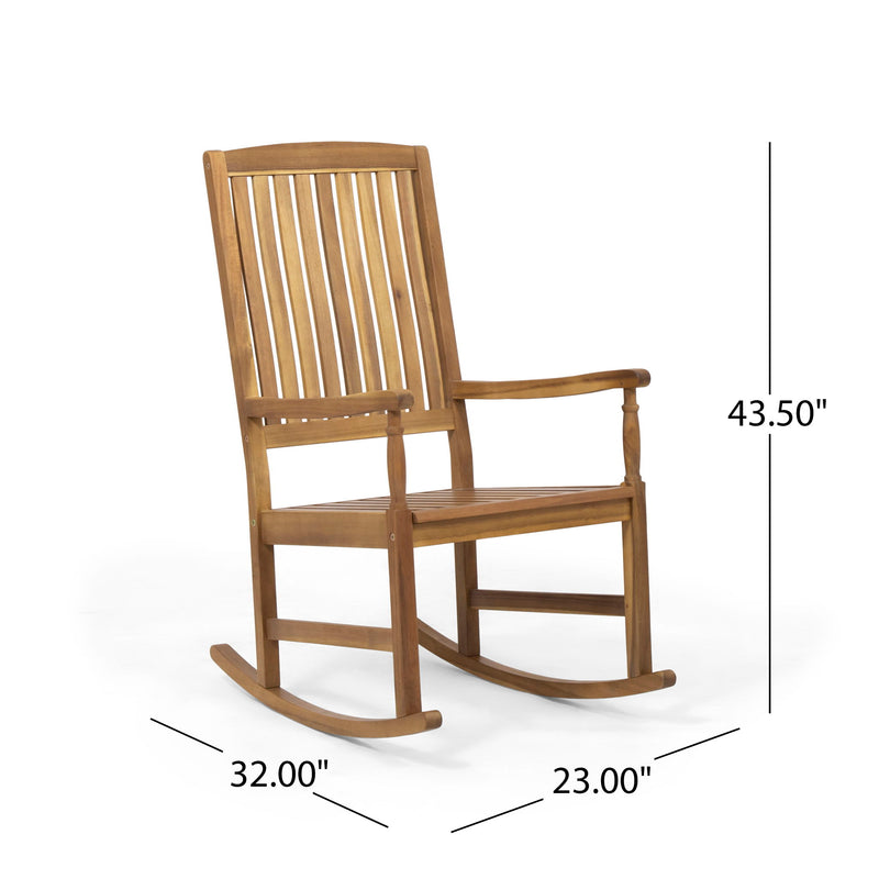 Muse - Outdoor Acacia Rocking Chair With Slat Design - Teak - R&R Furniture Gallery (Fountain Valley, CA)