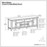 Handcrafted Warm Shaker TV media stand by Simpli-Home featuring wood finish, storage compartments, and a rustic design.