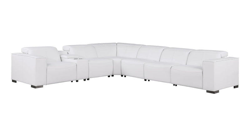 1208 - 7 Piece L-Shaped Leather Reclining Sectional With 4 Power Recliners