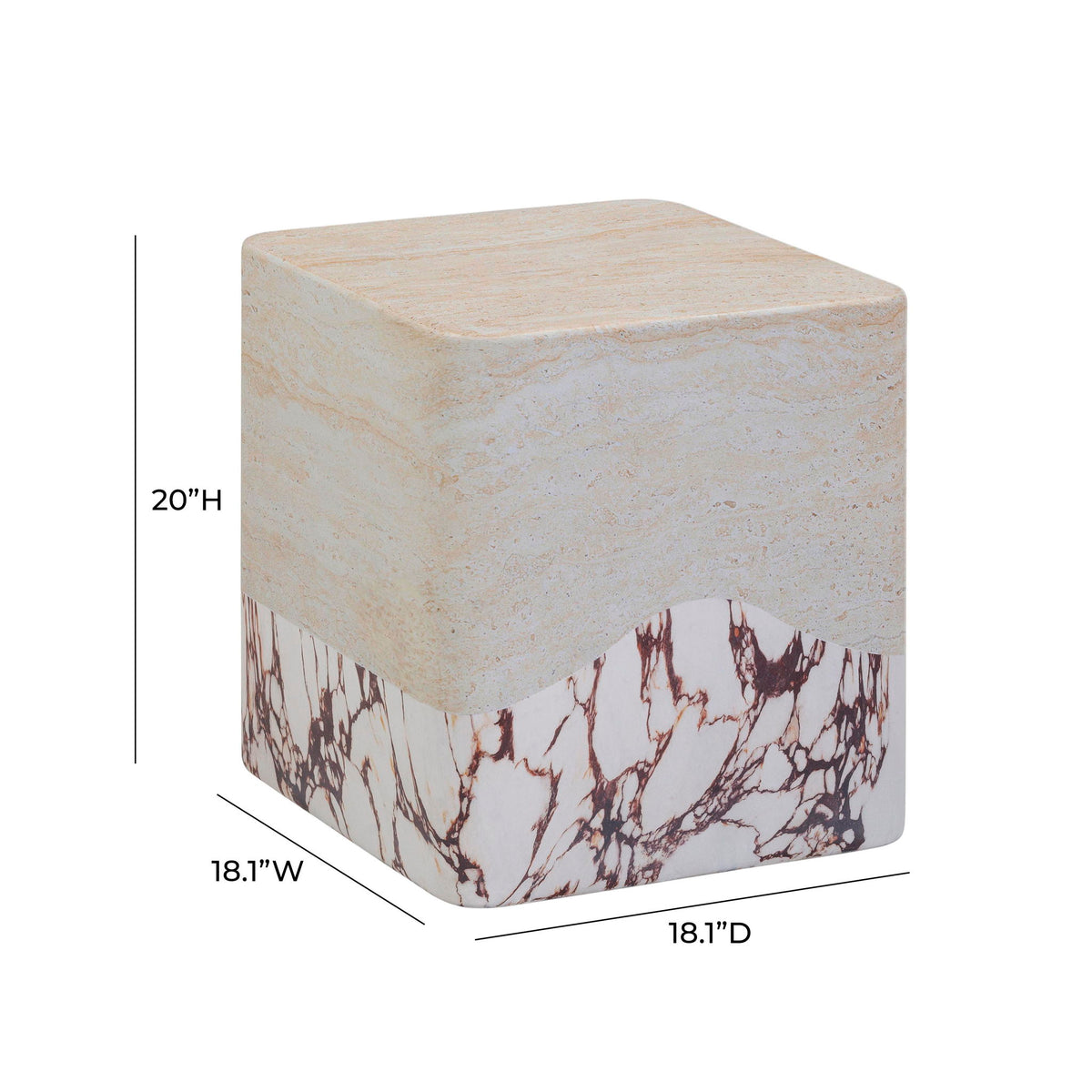 Brut - Concrete Indoor / Outdoor Side Table - Travertine & Breccia - R&R Furniture Gallery (Fountain Valley, CA)
