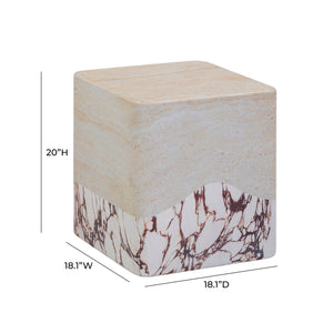 Brut - Concrete Indoor / Outdoor Side Table - Travertine & Breccia - R&R Furniture Gallery (Fountain Valley, CA)