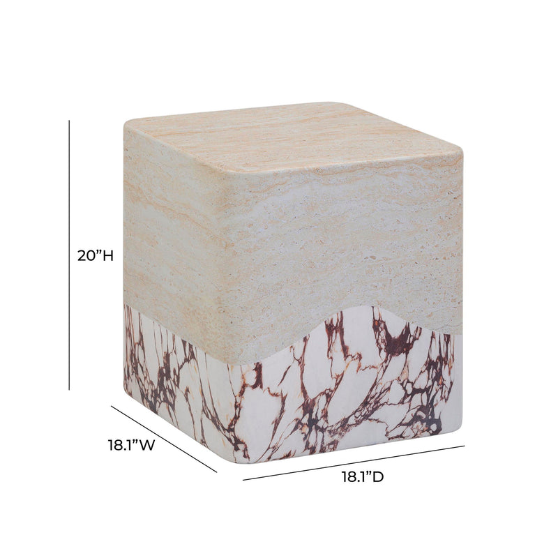 Brut - Concrete Indoor / Outdoor Side Table - Travertine & Breccia - R&R Furniture Gallery (Fountain Valley, CA)