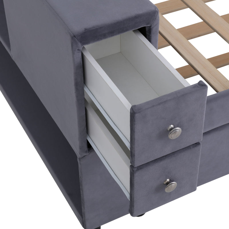 Upholstered Bed With Storage And Twin Trundle, USB Charging Ports - R&R Furniture Gallery (Fountain Valley, CA)
