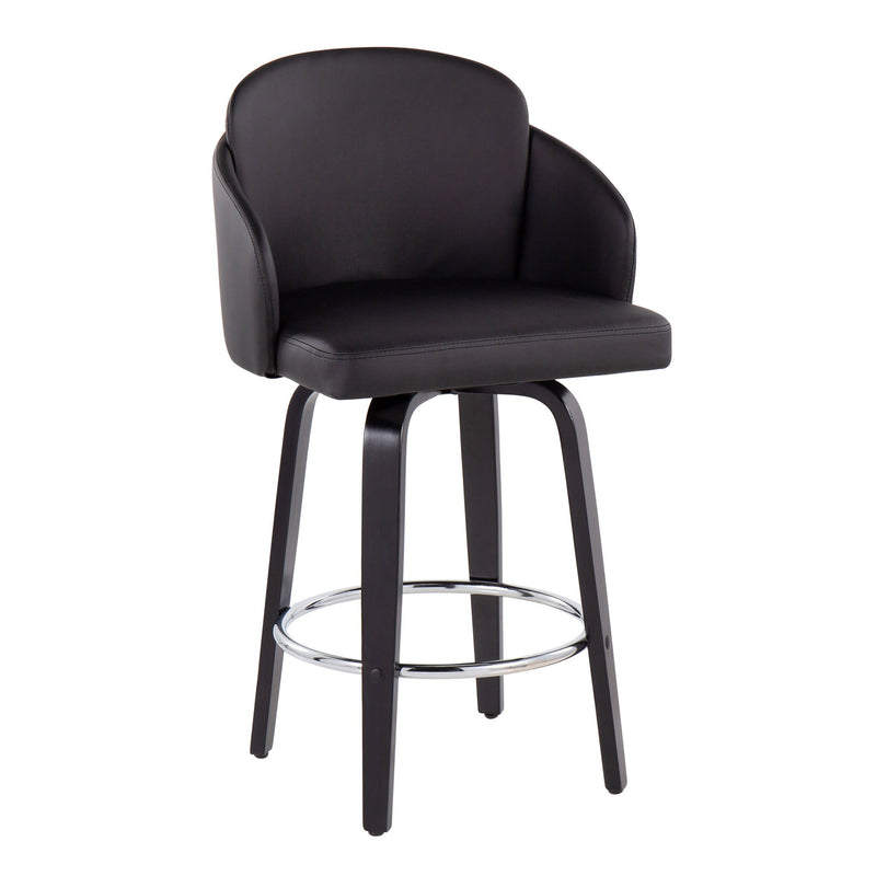 Lumi Source Dahlia contemporary counter stool set with round footrests, featuring sleek modern design and cushioned seats.