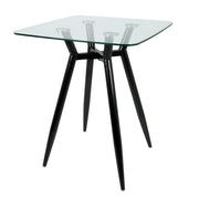 Lumi Source Clara mid-century modern square counter table with sleek wooden surface and tapered legs, ideal for contemporary dining spaces.