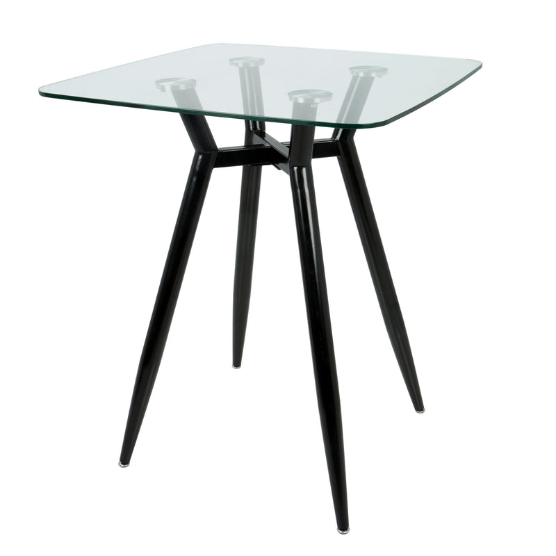 Lumi Source Clara mid-century modern square counter table with sleek wooden surface and tapered legs, ideal for contemporary dining spaces.