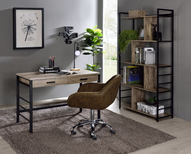Disho - Writing Desk With USB - Light Weathered Oak & Black - R&R Furniture Gallery (Fountain Valley, CA)