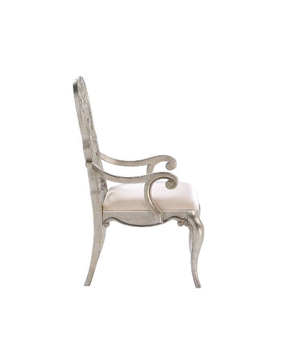 Esteban - Arm Chair (Set of 2) - Ivory Velvet & Antique Champagne - R&R Furniture Gallery (Fountain Valley, CA)