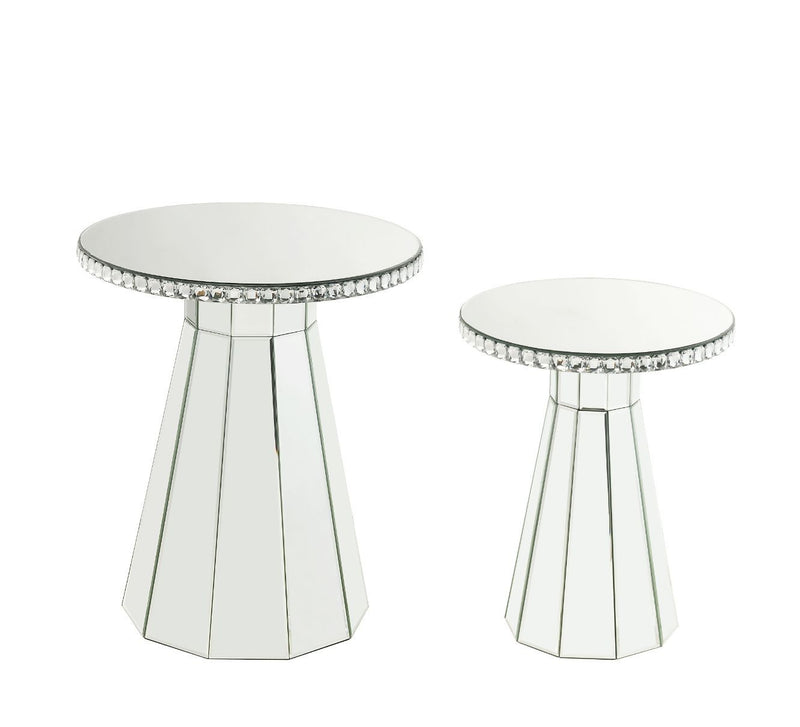 Lotus - 20" Accent Table - Mirrored, Faux Ice Cube Crystals - R&R Furniture Gallery (Fountain Valley, CA)