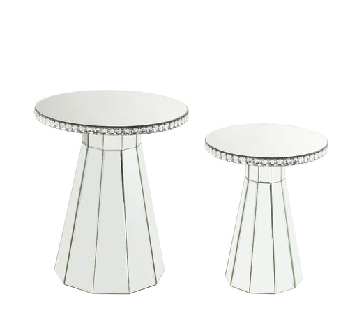 Lotus - 20" Accent Table - Mirrored, Faux Ice Cube Crystals - R&R Furniture Gallery (Fountain Valley, CA)