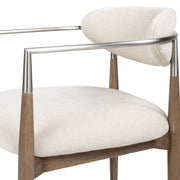 Artemis - Mixed Material Upholstered Dining Arm Chair - Warm White - R&R Furniture Gallery (Fountain Valley, CA)