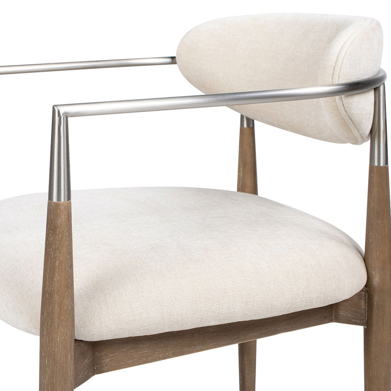 Artemis - Mixed Material Upholstered Dining Arm Chair - Warm White - R&R Furniture Gallery (Fountain Valley, CA)