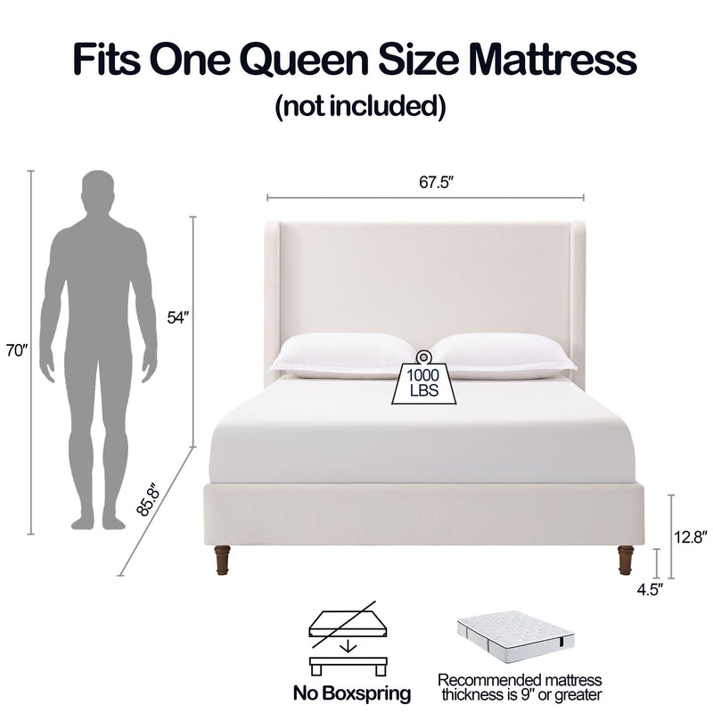 Harper - Tall Headboard Upholstered Bed / High Headboard / Elegant Simplicity / No Box Spring Needed - R&R Furniture Gallery (Fountain Valley, CA)