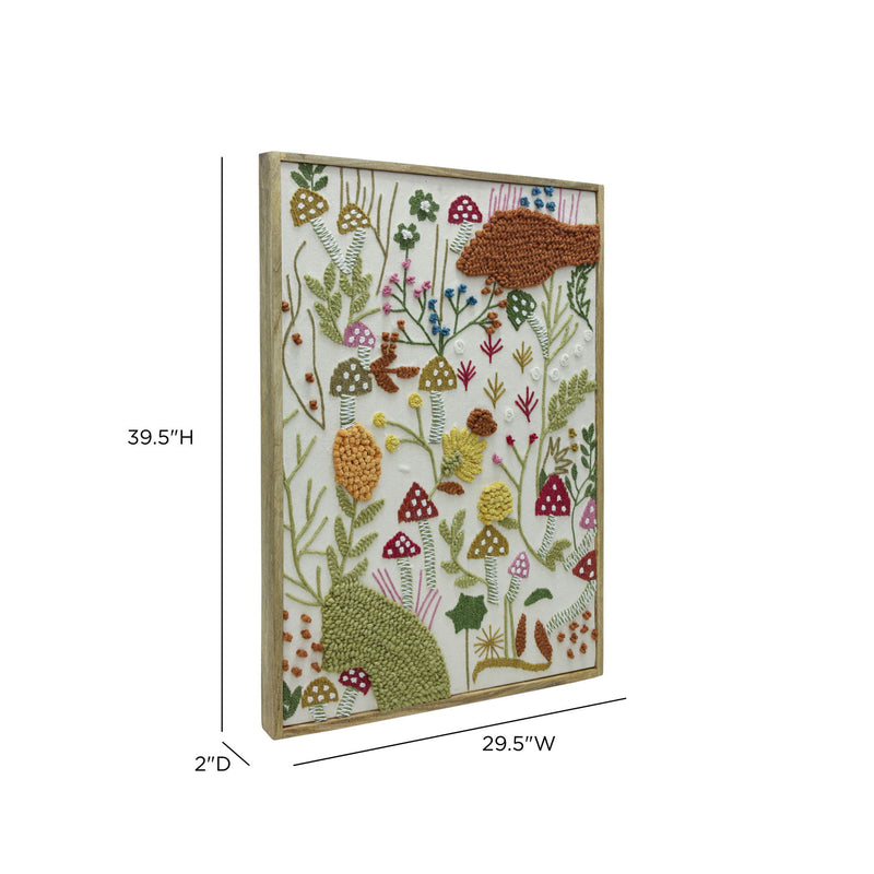 TOV Furniture Muro "Forage" embroidered wall art, decorative textile wall decor with detailed embroidery design.