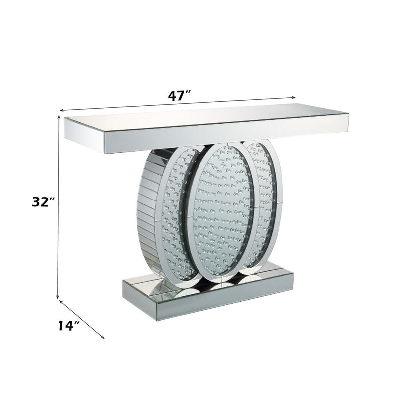 Nysa - 47"L Console Table - Mirrored & Faux Crystals - R&R Furniture Gallery (Fountain Valley, CA)