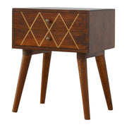 Inlay Geo Brass Bedside Table - Chestnut - R&R Furniture Gallery (Fountain Valley, CA)