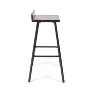 Outdoor Bar Stool With Low Backrests And Wood Seats (Set of 2) - Dark Brown / Black - R&R Furniture Gallery (Fountain Valley, CA)