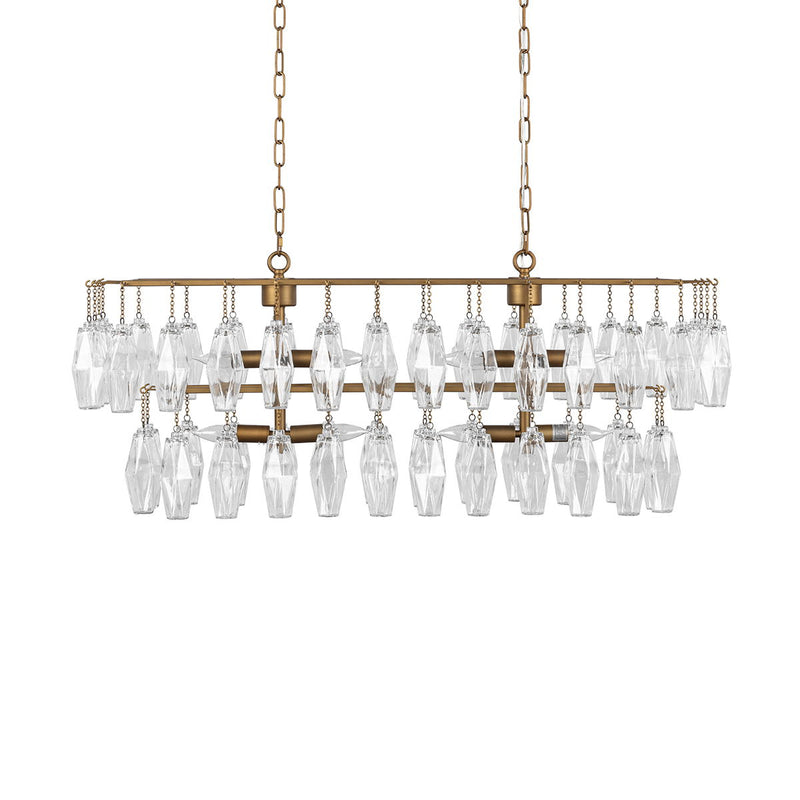 Tressia - Glass Round Chandelier - Brass - R&R Furniture Gallery (Fountain Valley, CA)