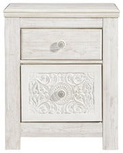 Paxberry - Two Drawer Night Stand - Whitewash - R&R Furniture Gallery (Fountain Valley, CA)