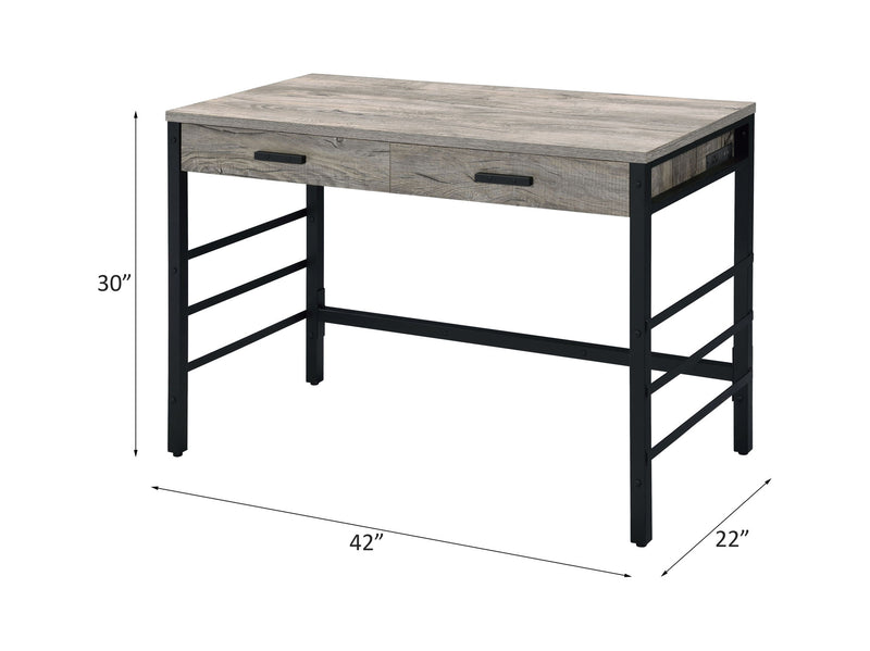 Disho - Writing Desk With USB - Light Weathered Oak & Black - R&R Furniture Gallery (Fountain Valley, CA)