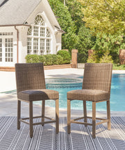 Walton Bridge - 5 Pc. - Square Bar Table W/Fire Pit, 4 Barstools - Driftwood - R&R Furniture Gallery (Fountain Valley, CA)