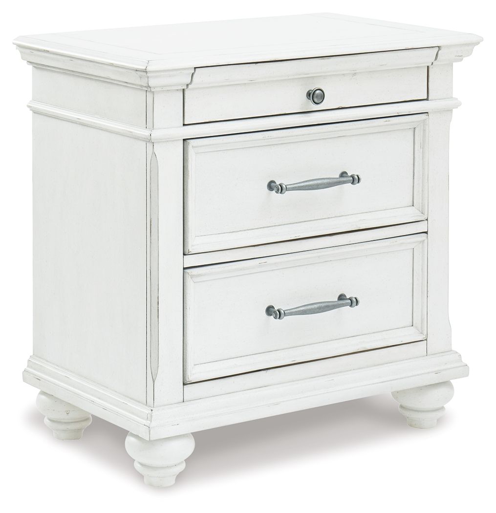 Kanwyn - Three Drawer Night Stand - Whitewash - R&R Furniture Gallery (Fountain Valley, CA)