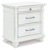Kanwyn - Three Drawer Night Stand - Whitewash - R&R Furniture Gallery (Fountain Valley, CA)