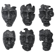 Set of six Uttermost Self-Portrait Mask wall decor pieces with bold, artistic designs for modern home interior decoration.