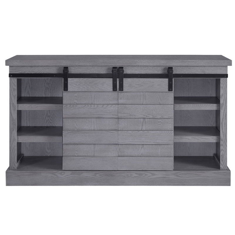 Amrita - TV Stand With Fireplace - Gray Oak - R&R Furniture Gallery (Fountain Valley, CA)