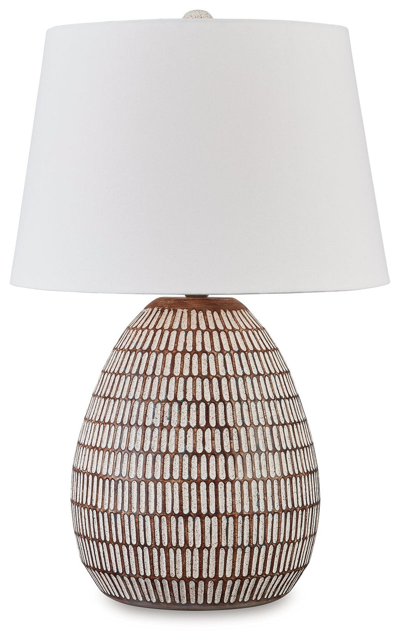Darrich - Metal Table Lamp - Beige / White - R&R Furniture Gallery (Fountain Valley, CA)