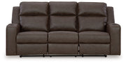 Lavenhorne - Rec Sofa W/Drop Down Table - Granite - R&R Furniture Gallery (Fountain Valley, CA)